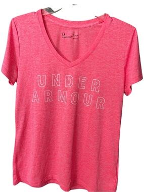 Under Armour Pink Coral V-Neck Athletic Tee | Size M | Lightweight & Breathable
